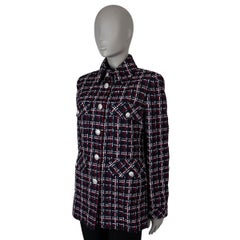 CHANEL navy red white cotton 2020 20S FOUR POCKET TWEED Jacket 44 L