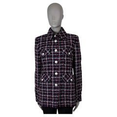 CHANEL navy red white cotton 2020 20S FOUR POCKET TWEED Jacket 44 L