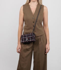 Chanel Navy, Red, White Tweed & Navy Lambskin Rectangular Mini Flap Bag