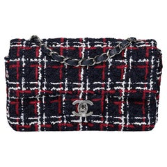 Chanel Navy, Red, White Tweed & Navy Lambskin Rectangular Mini Flap Bag