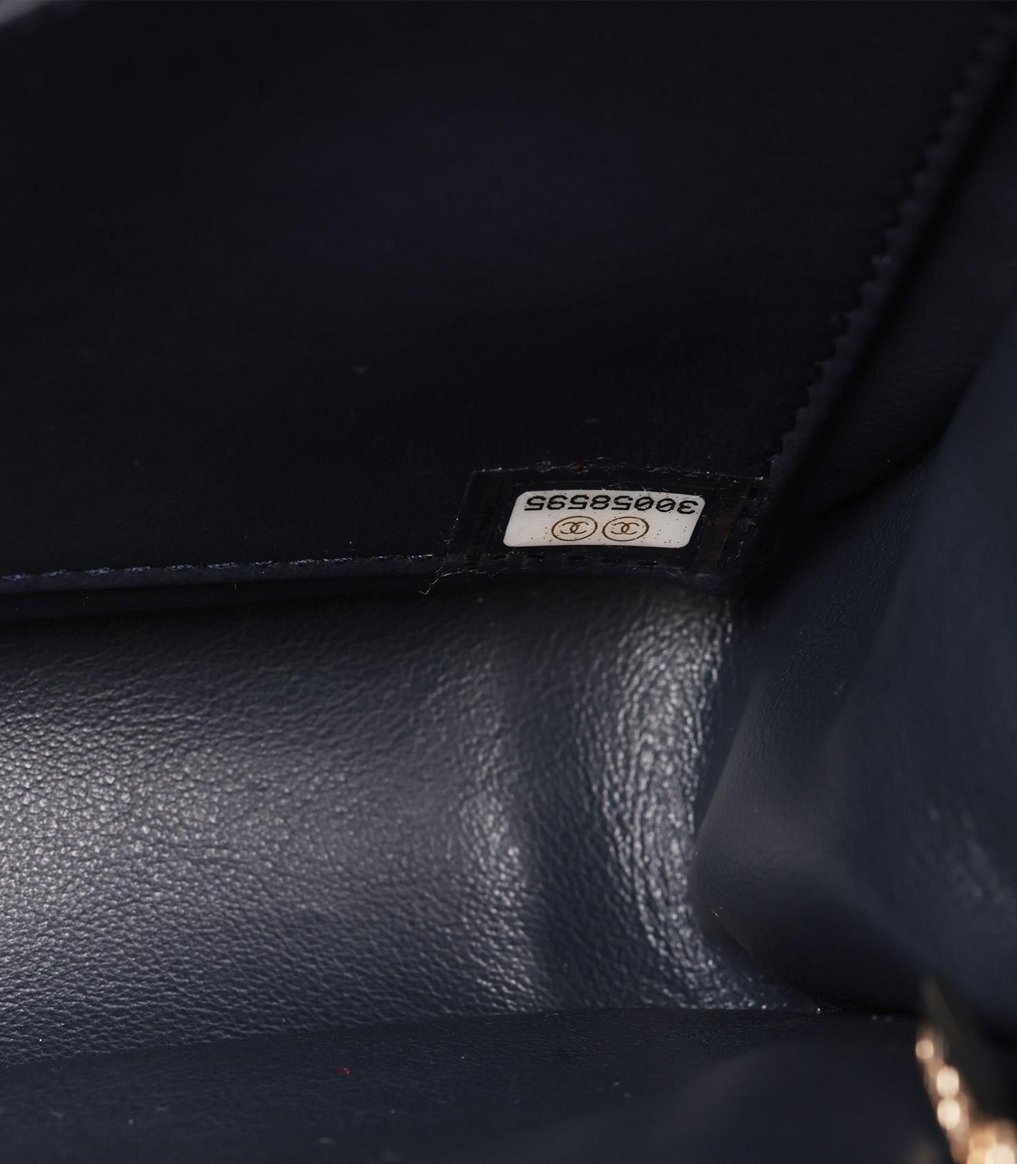 Chanel Navy, Red, White Tweed & Navy Lambskin Small Filigree Flap Bag For Sale 2