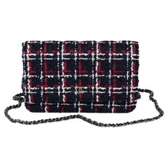 Chanel Navy, Red, White Tweed & Navy Lambskin Wallet-on-Chain WOC