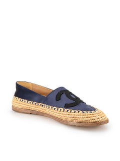Chanel Espadrilles CC en satin bleu marine, taille IT 38