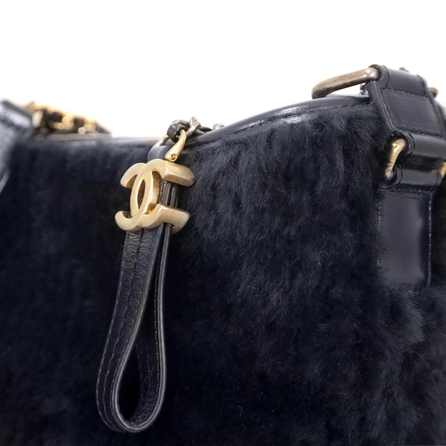 shearling navy womens bag