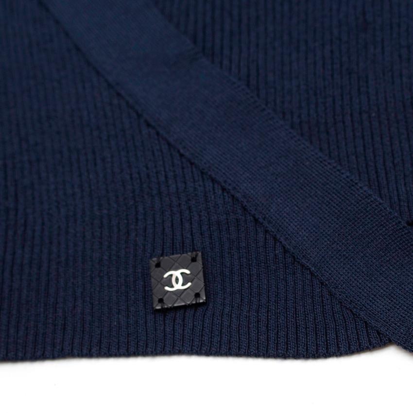 Black Chanel Navy Silk-Knit Wrap Cardigan US 6