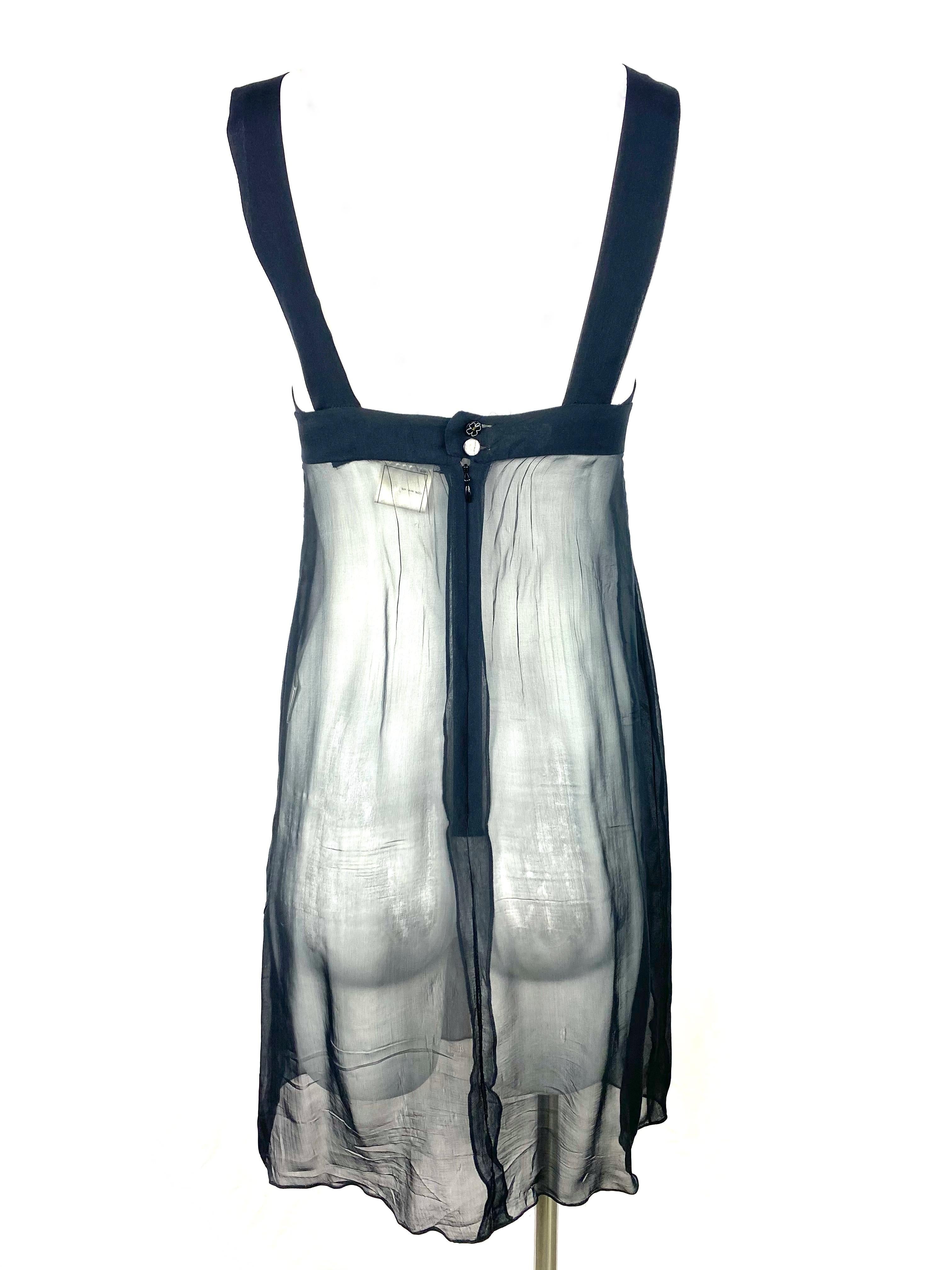 Chanel Navy Silk Midi Dress, Size 38 4