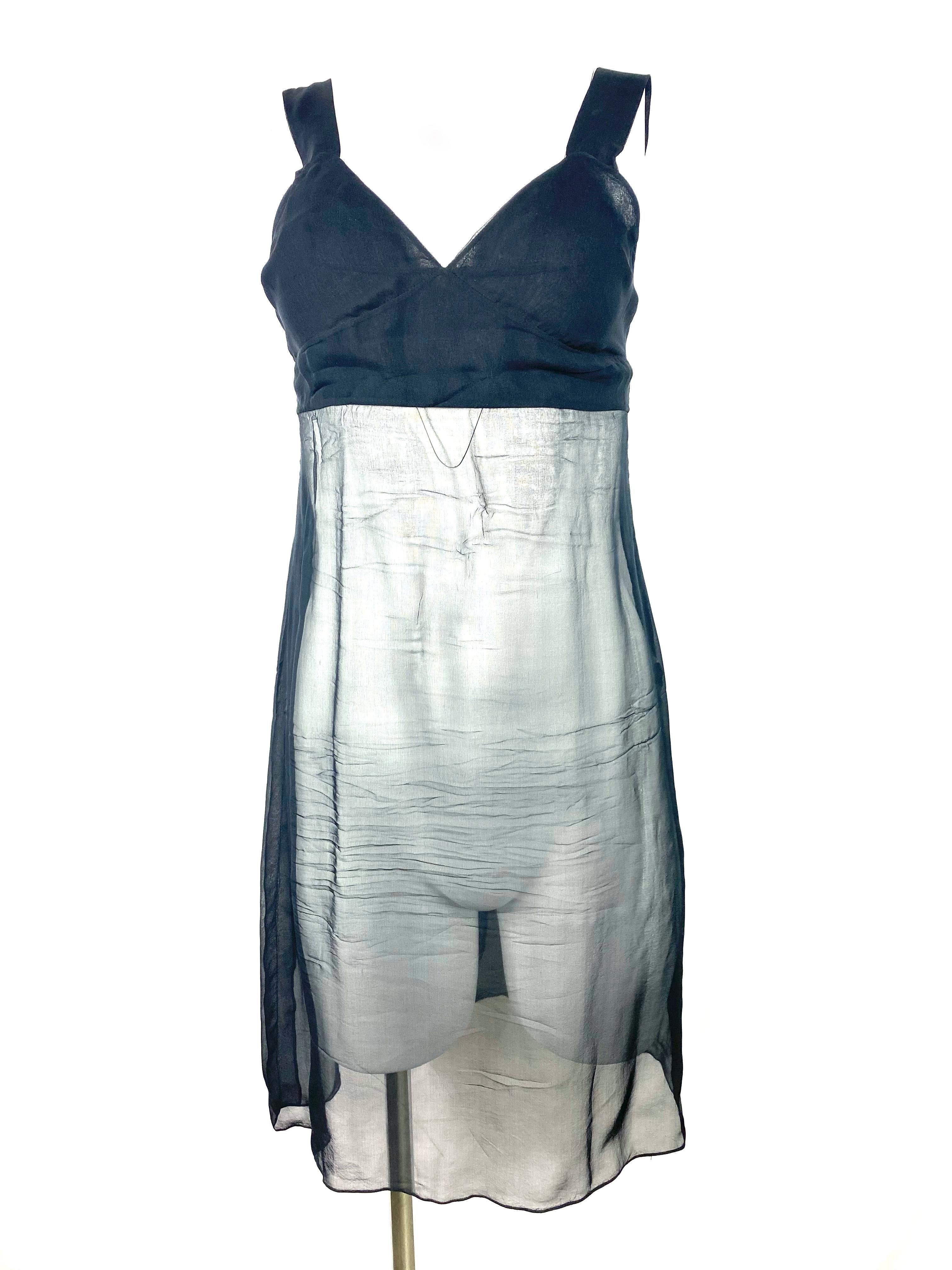 Chanel Navy Silk Midi Dress, Size 38 2