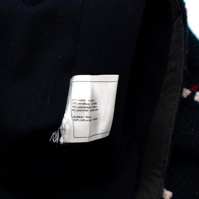 Chanel Marineblaue Tweed-Jacke mit Burn-Out-Ausschnitt und Burgunder- und Weißbesatz im Angebot 4