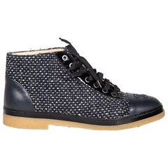 Chanel Navy Tweed CC High Top Trainers Size IT 37.5