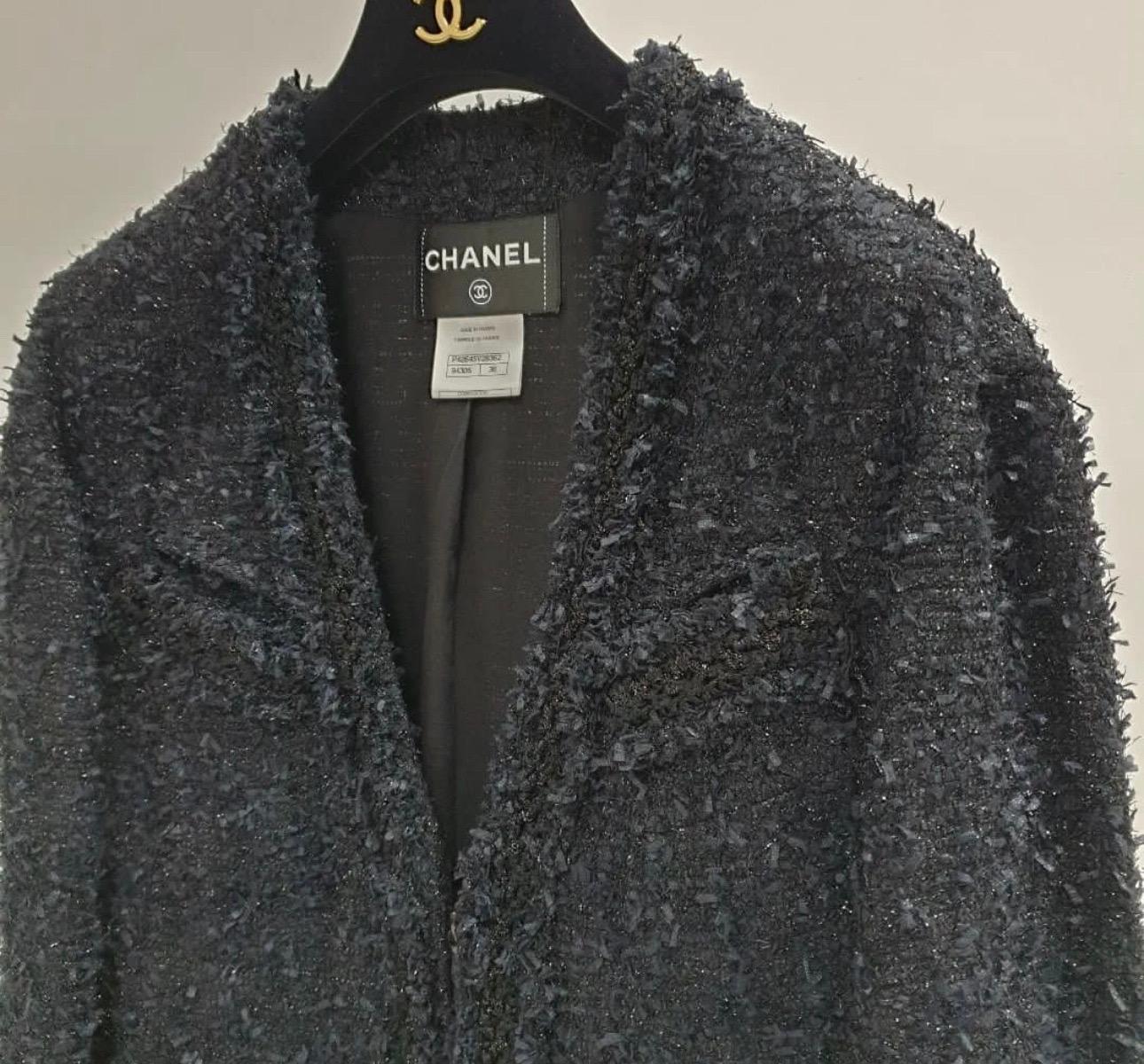 Women's Chanel Navy Tweed Coat 