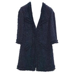 Chanel Navy Tweed Coat