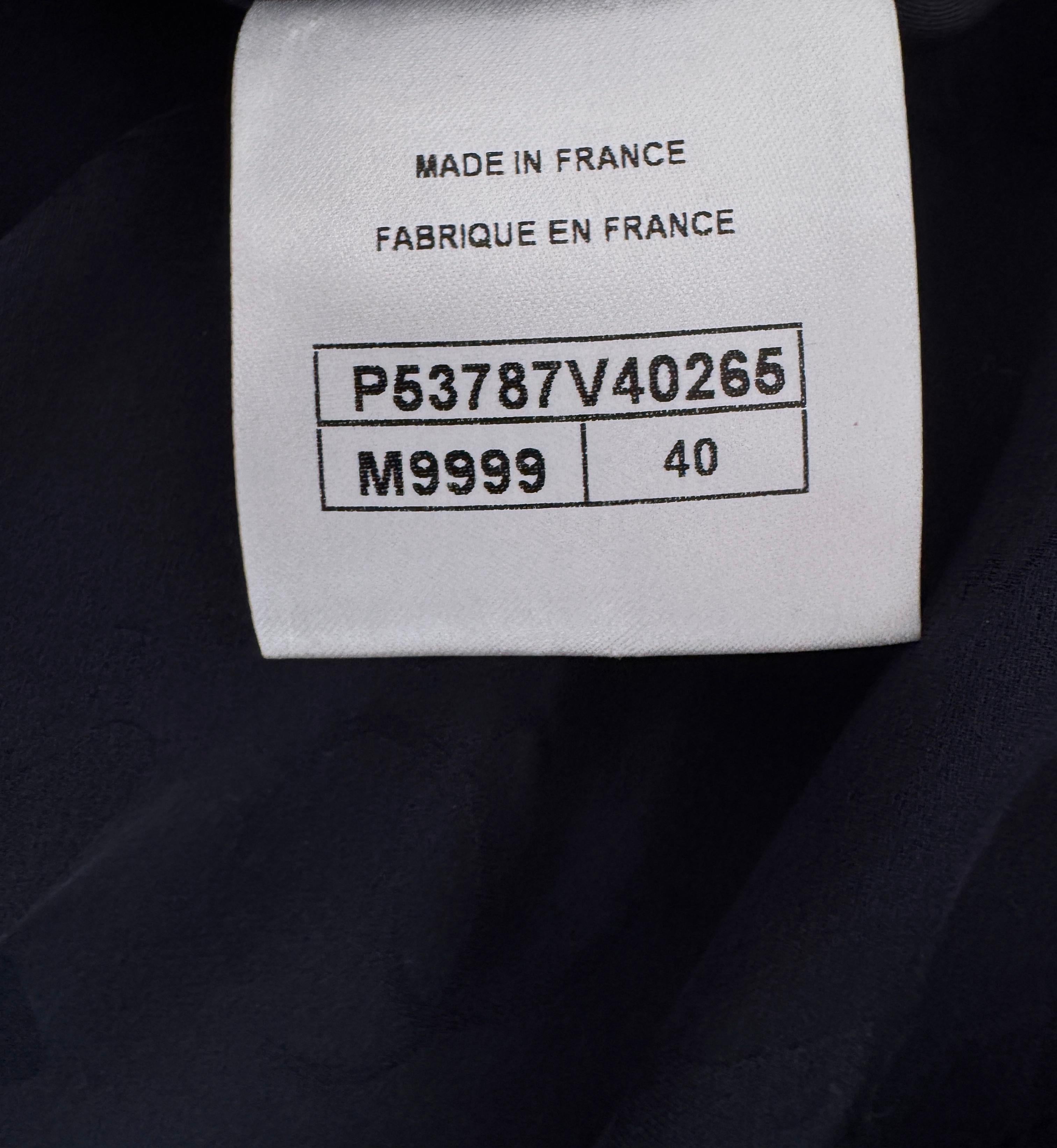 Chanel Navy Tweed Coat with Leather Accents 8