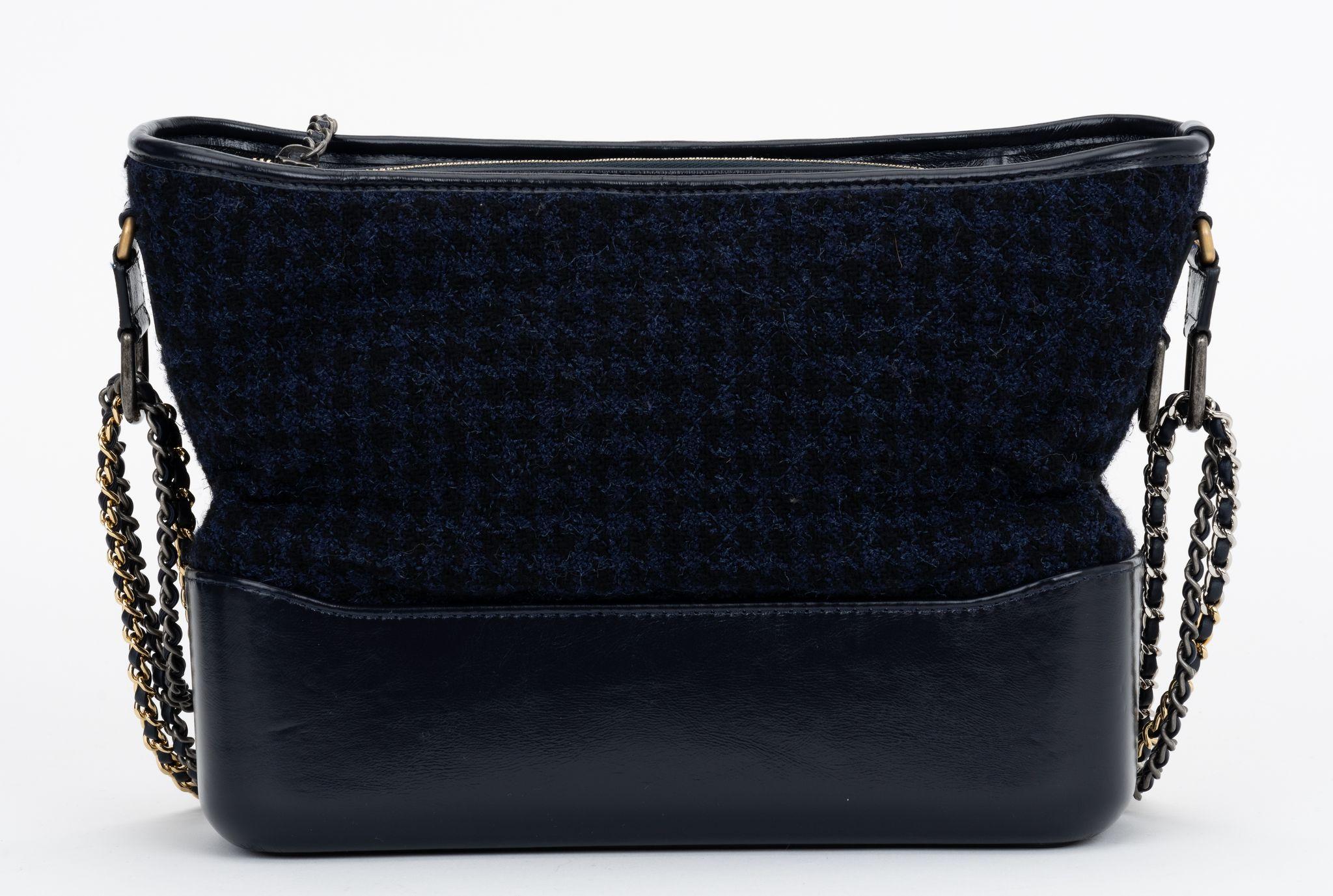 Women's Chanel Navy Tweed Gabrielle Bag For Sale