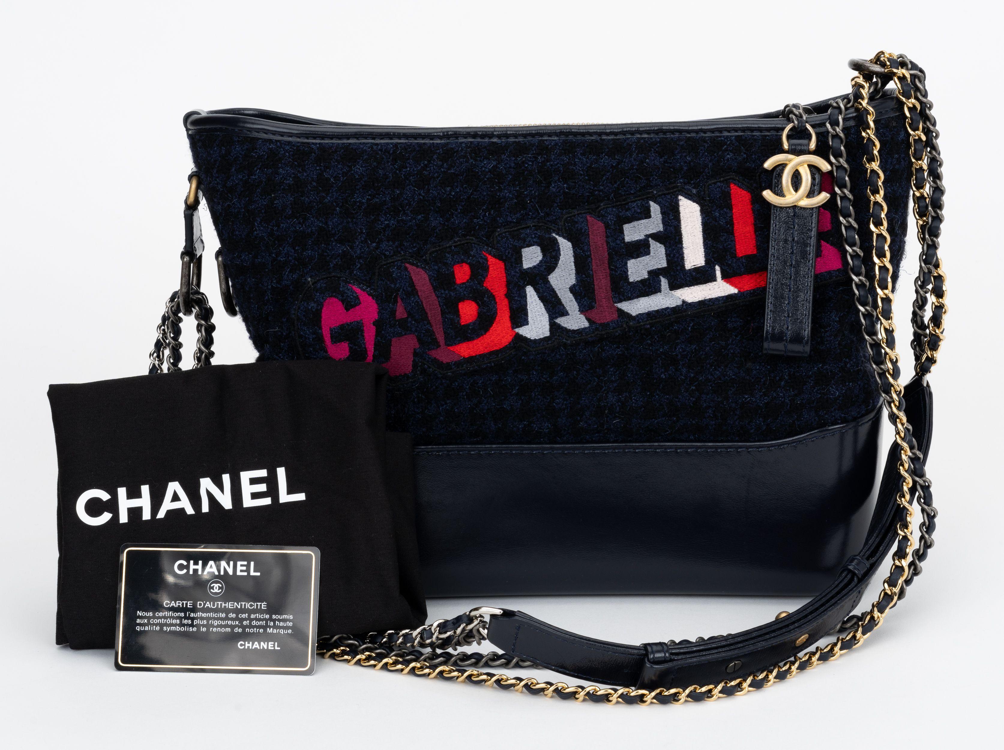 Chanel Navy Tweed Gabrielle Bag For Sale 4