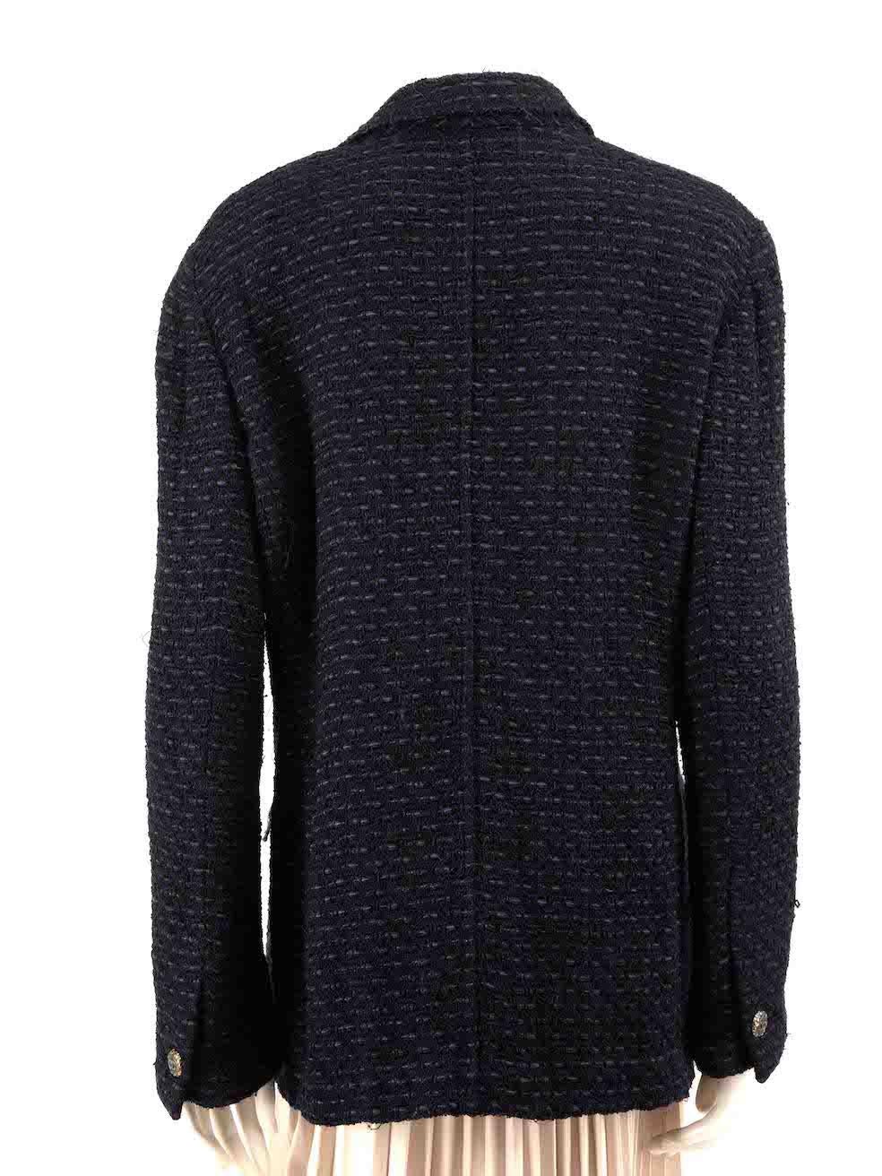 Black Chanel Navy Tweed Pockets Jacket Size 5XL