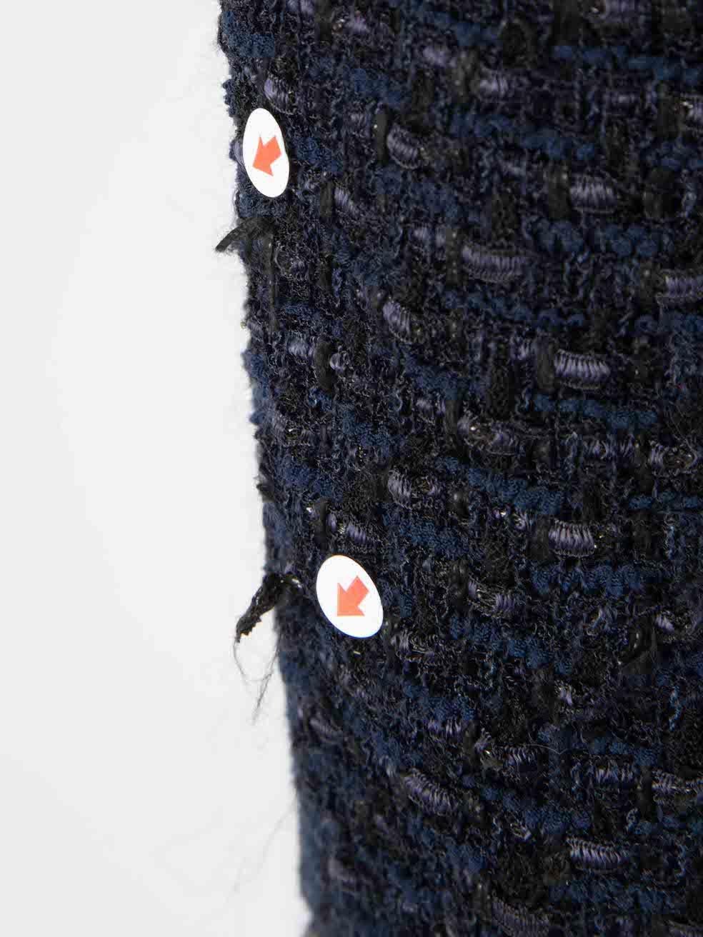 Women's Chanel Navy Tweed Pockets Jacket Size 5XL