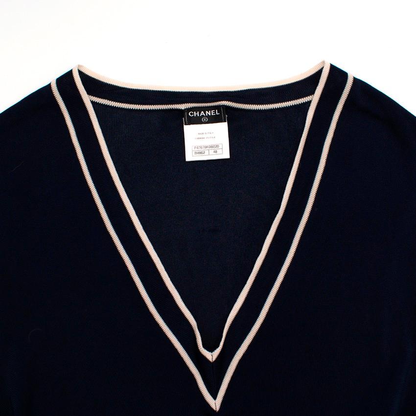 Black Chanel Navy Uniform Knit Vest - Size US 12 For Sale