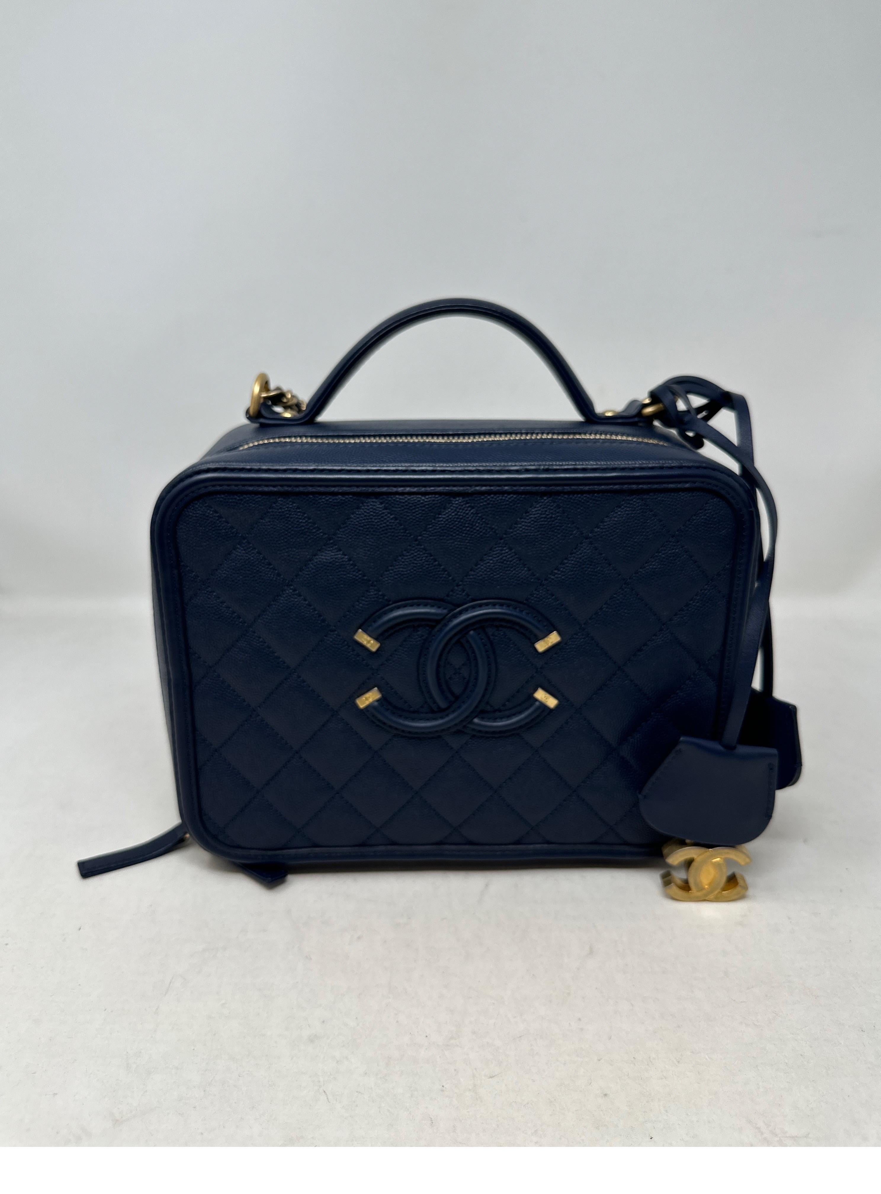 Chanel Navy Vanity Bag  For Sale 16