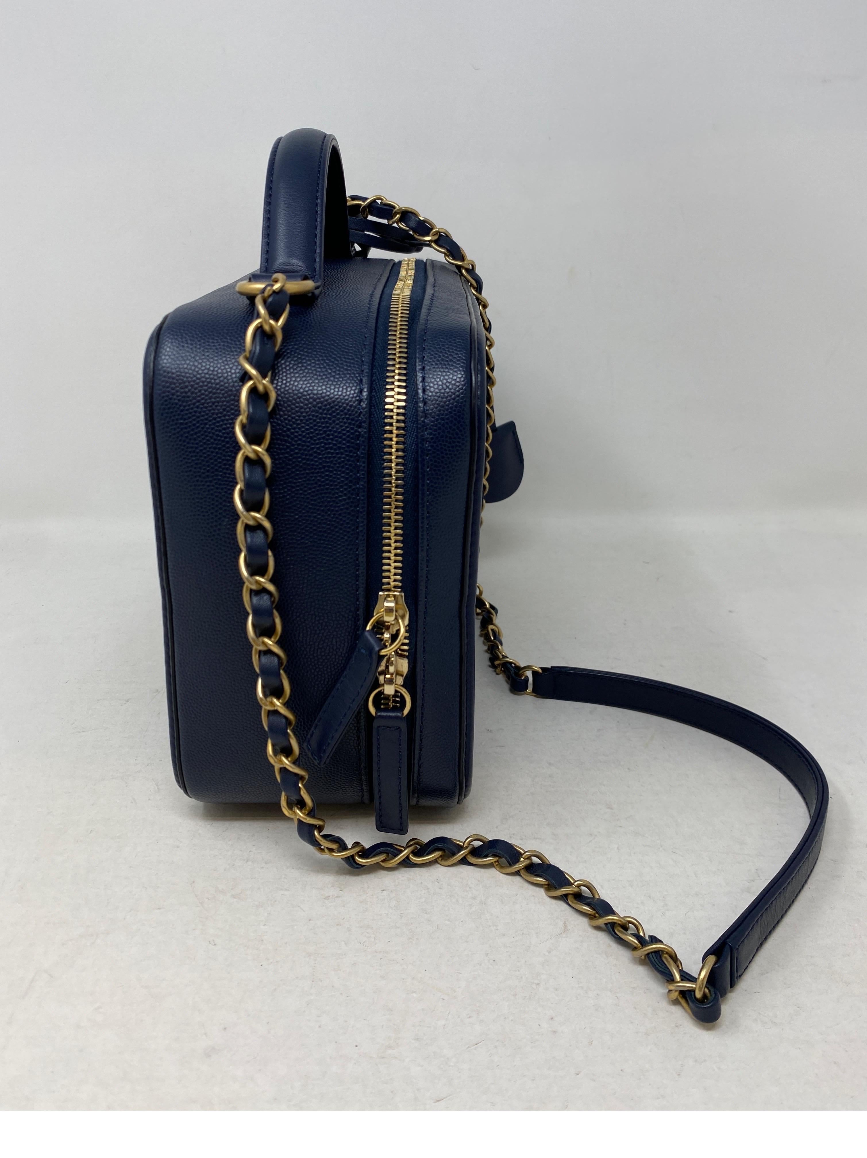 Chanel Navy Vanity Bag  In Excellent Condition In Athens, GA