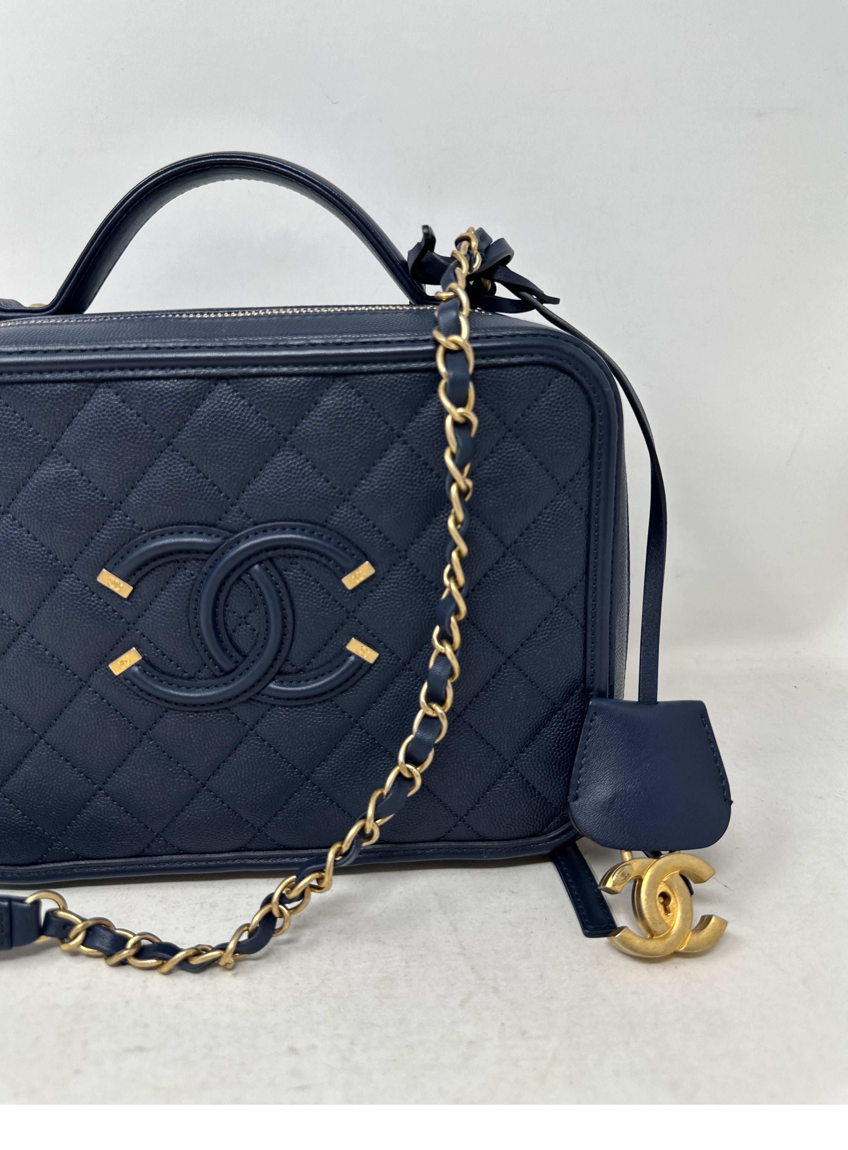 Women's or Men's Chanel Navy Vanity Bag  For Sale
