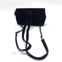 Chanel Navy Velvet Shoulder Flap Blackpack Vintage Silver HW, 1996