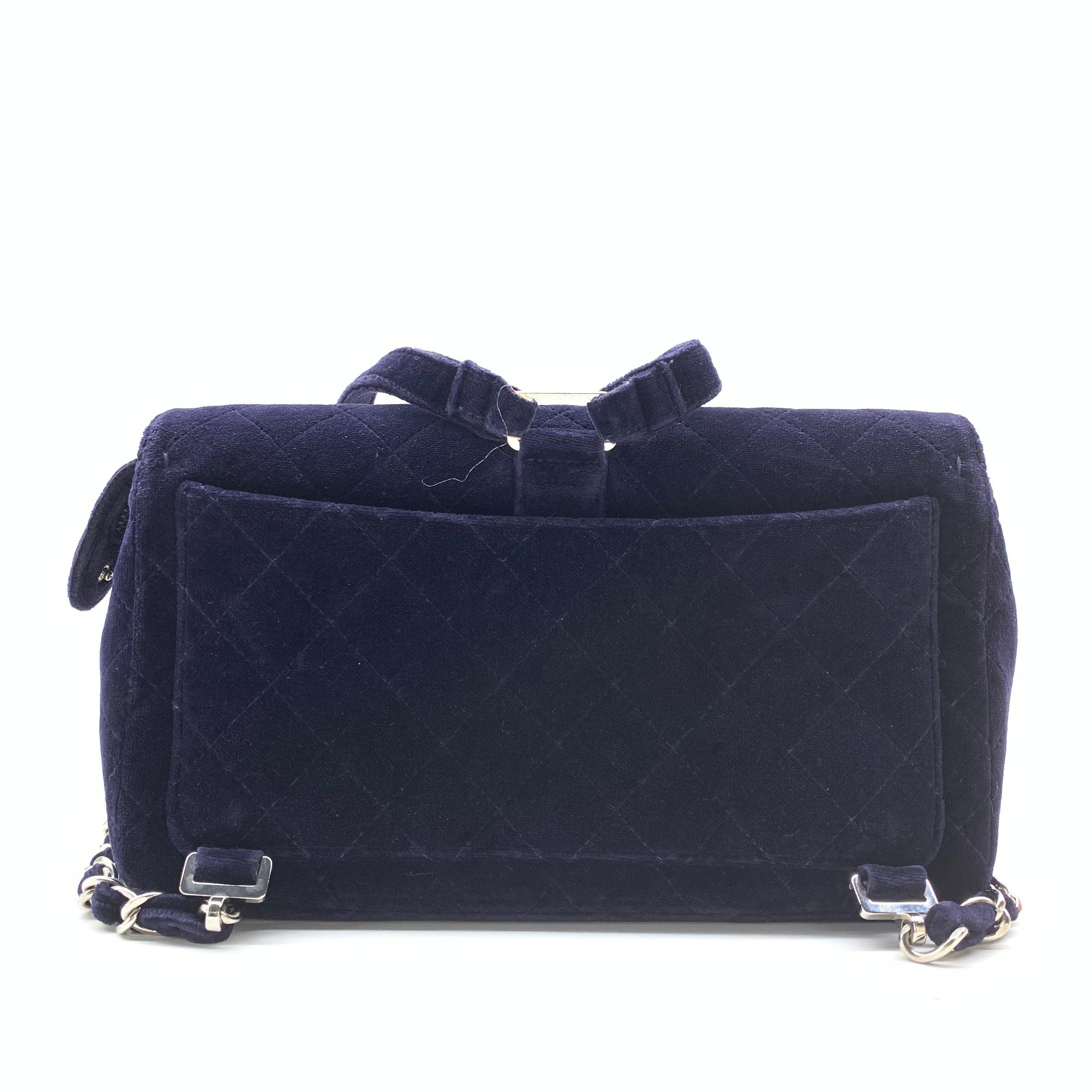 Chanel Navy Velvet Shoulder Flap Blackpack Vintage Silver HW, 1996 en venta 1