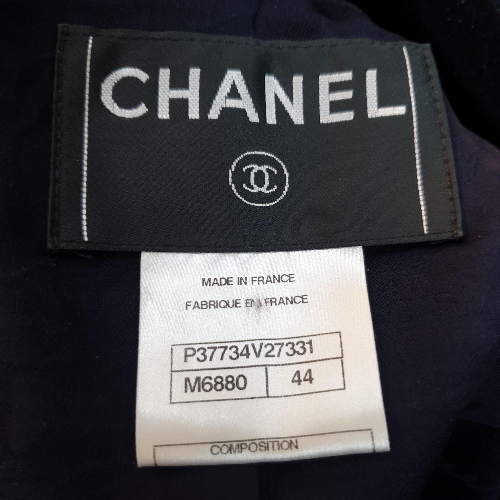 CHANEL Navy/White Braid Trim Tweed Jacke Sz.44 im Angebot 2
