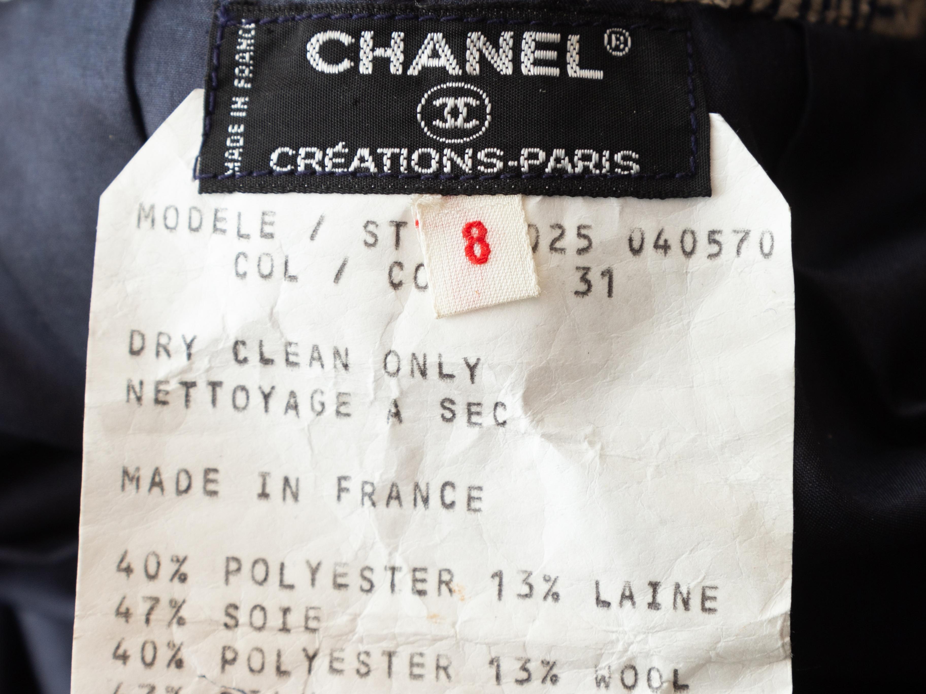 Chanel Navy & White Tweed Pleated Skirt In Good Condition In New York, NY