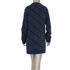 CHANEL Navy Wool Alpaca Striped Chunky Cardigan Sz 34