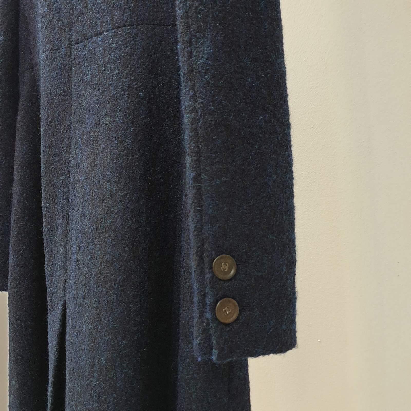 Chanel Navy Wool Long Length CC Buttons Coat 1
