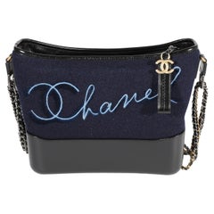 Chanel Navy Wool Paris-Hamburg Embroidered Large Gabrielle Hobo