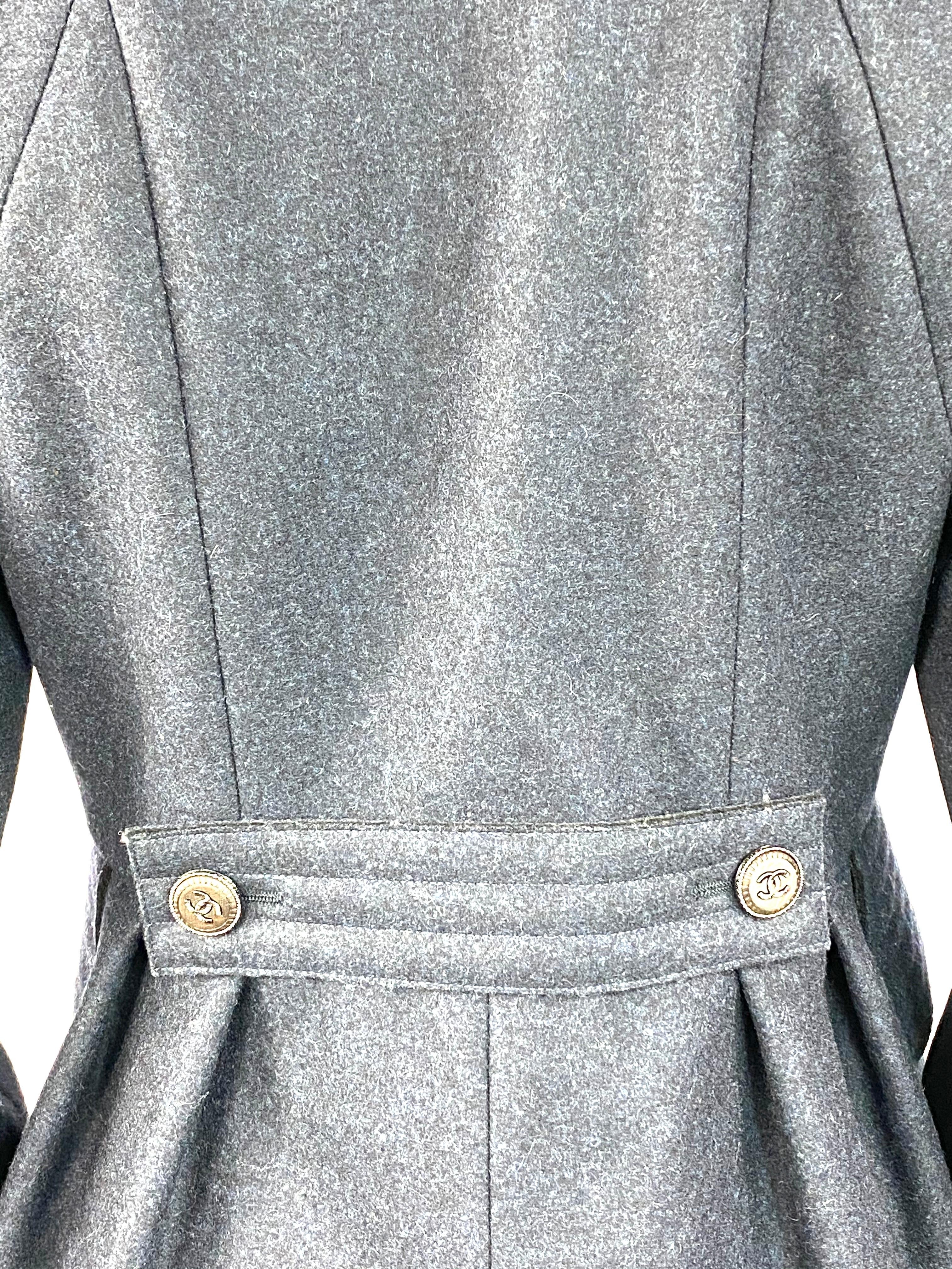 Chanel Navy Wool Short Length Coat Jacket w/ CC Buttons Size 40