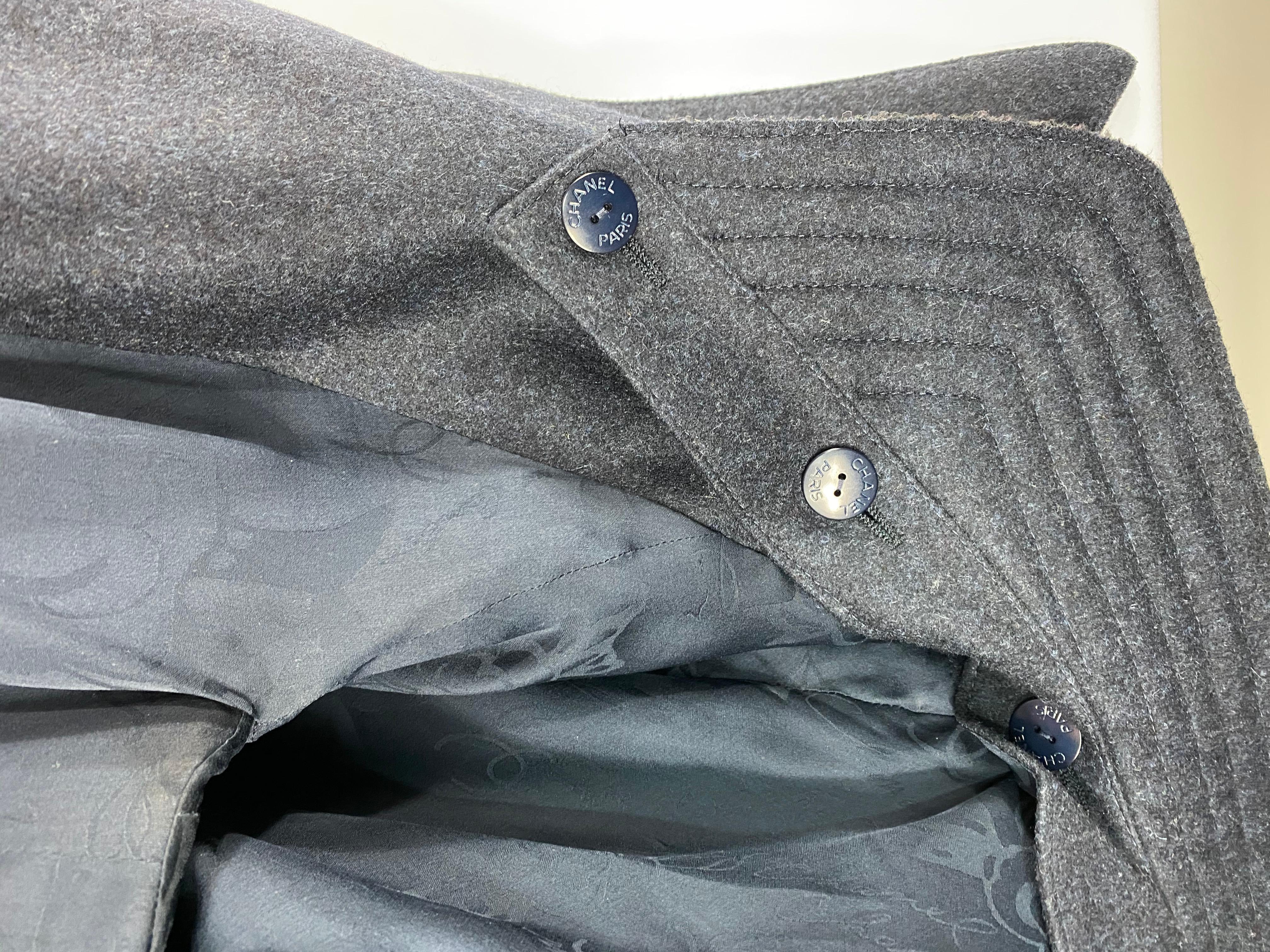 Chanel Navy Wool Short Length Coat Jacket w/ CC Buttons Size 40 In Excellent Condition For Sale In Beverly Hills, CA