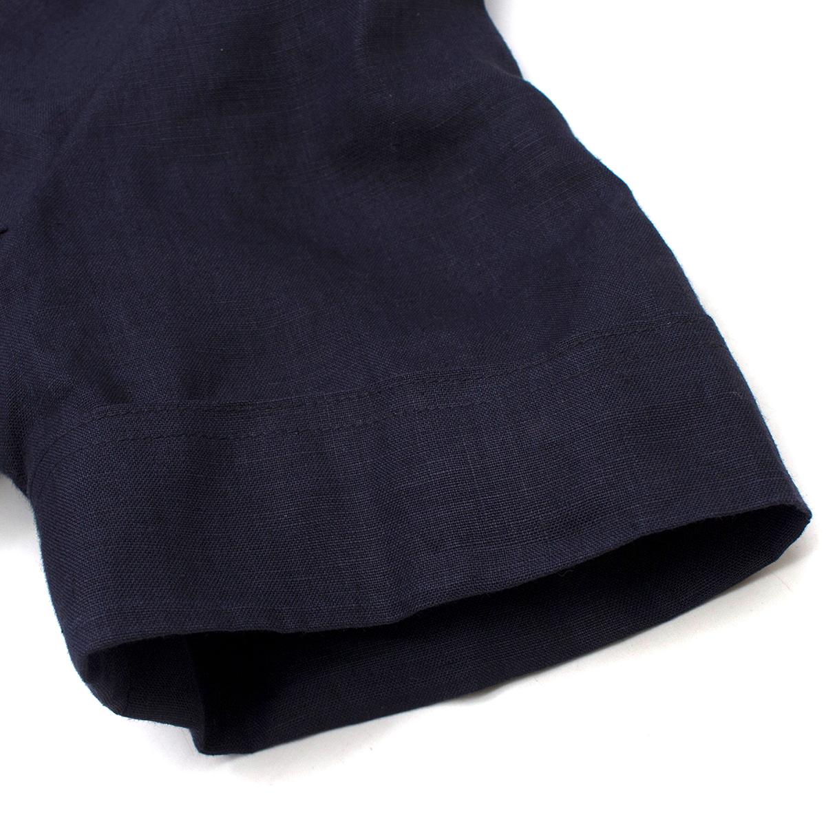Women's Chanel Navy Wool Short Sleeve Jacket - Size US 4 For Sale