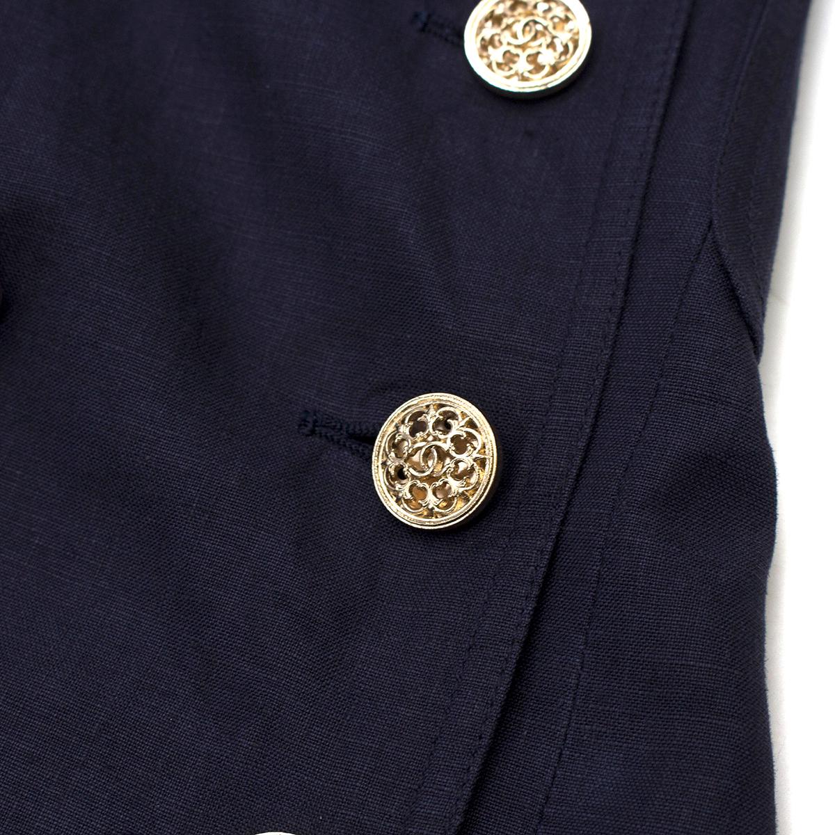 Chanel Navy Wool Short Sleeve Jacket 36 (FR)	 For Sale 1