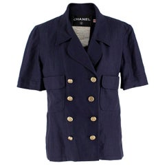 Chanel Navy Wool Short Sleeve Jacket 36 (FR)	