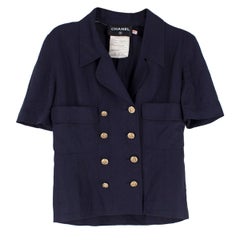 Chanel Navy Wool Short Sleeve Jacket - Size US 4