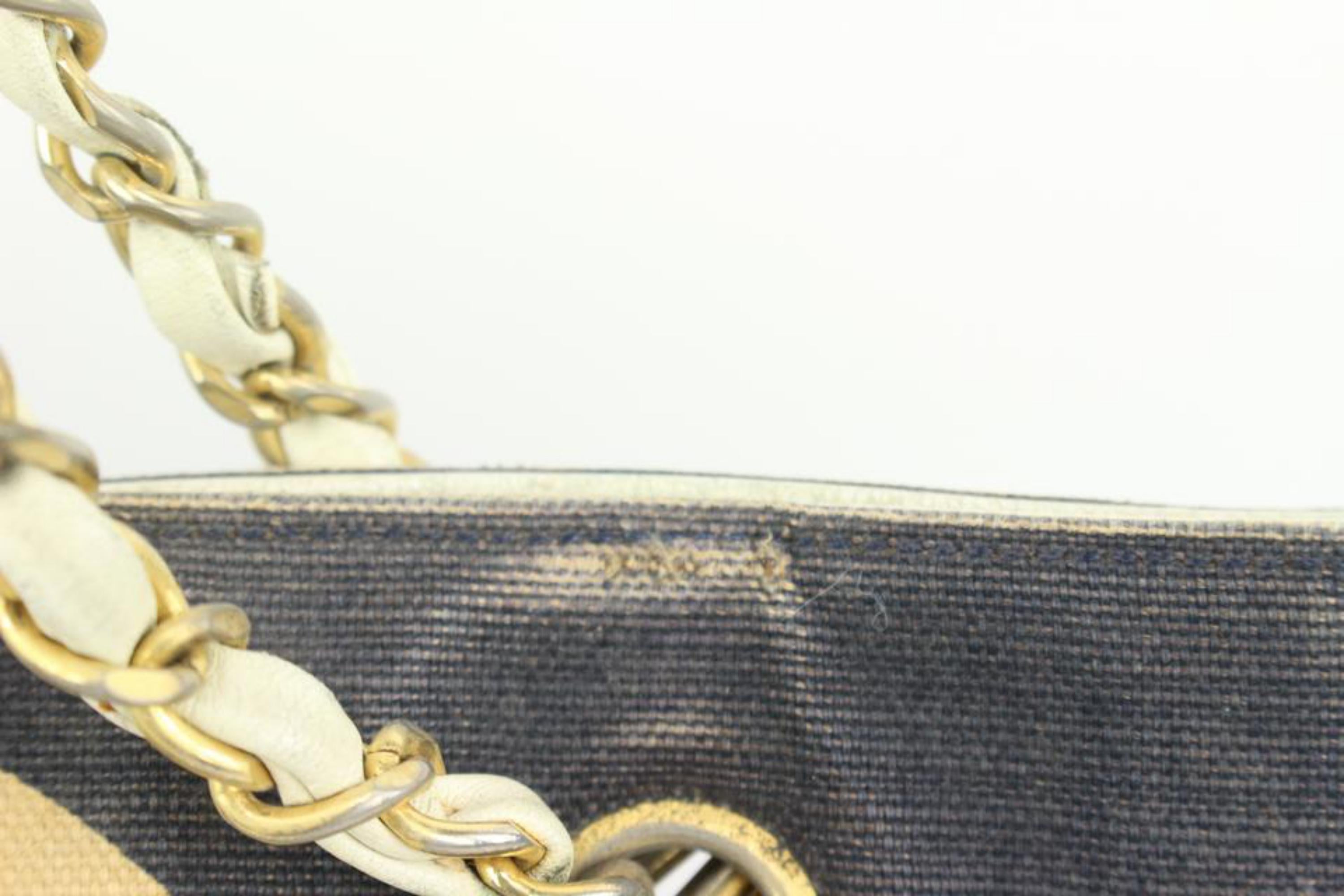 Chanel Navy x Beige Jumbo CC Chain Tote with Pouch 66c23s For Sale 7