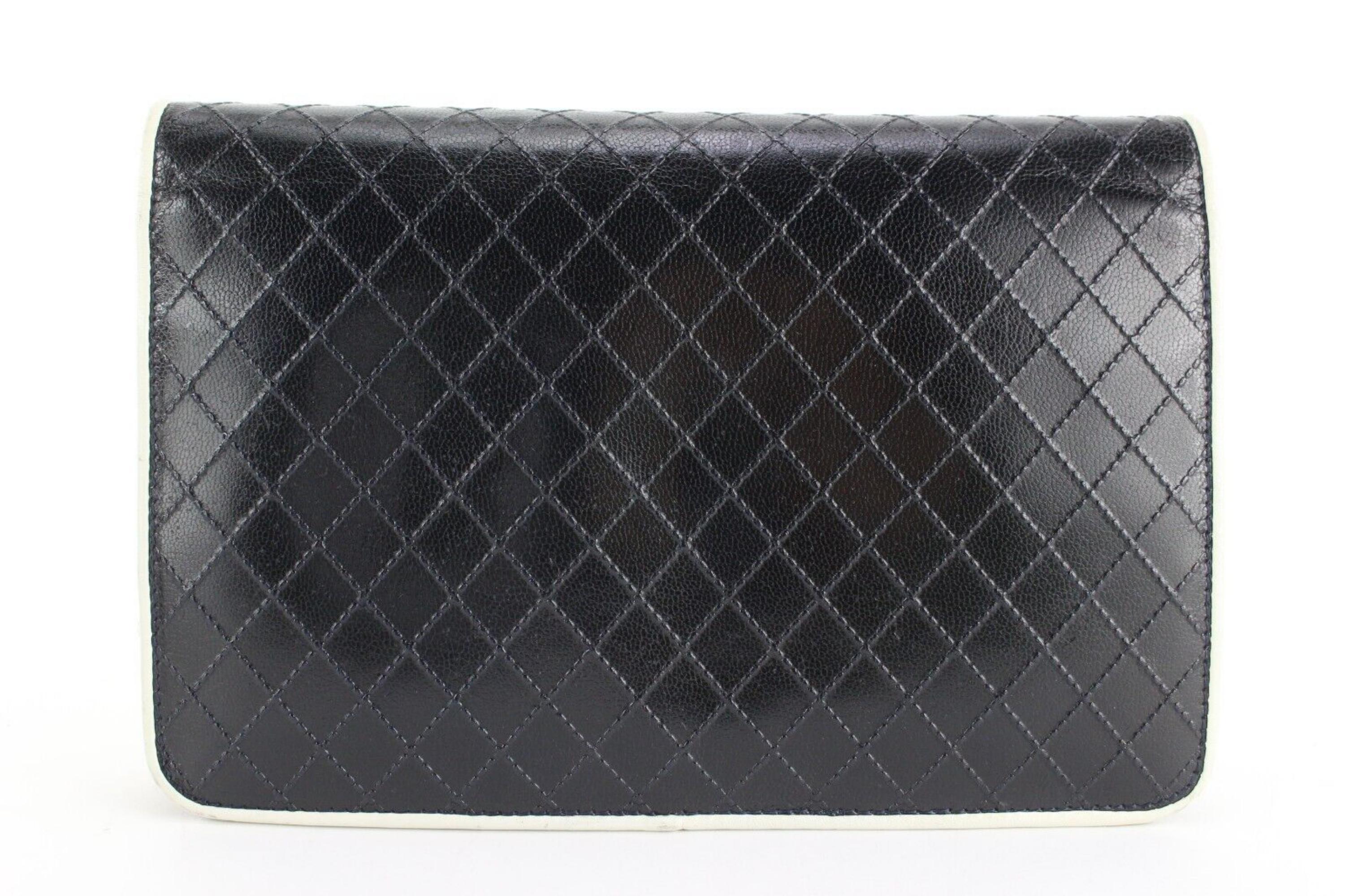 Women's Chanel Navy x White Glazed Calfskin Wallet on Chain SHW WOC 18C26a