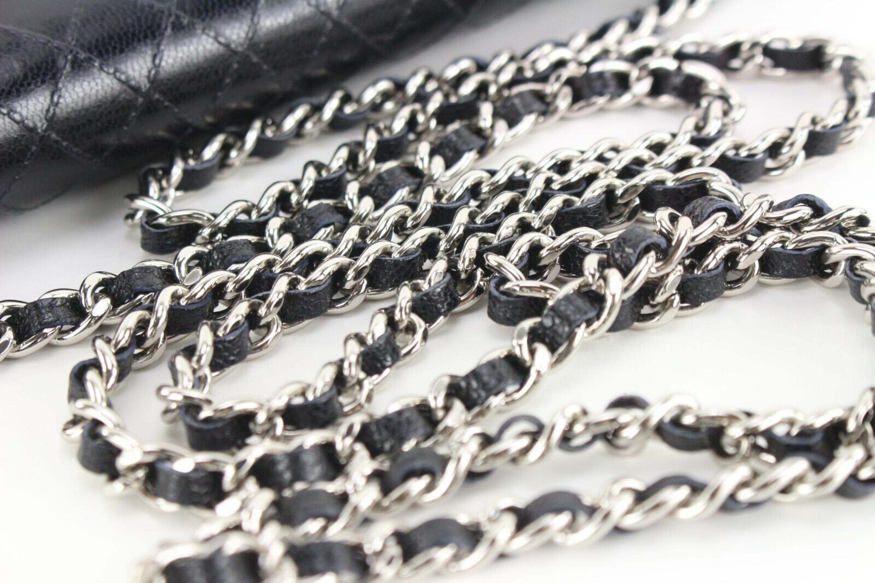 Women's Chanel Navy x White Glazed Calfskin Wallet on Chain SHW WOC 3CJ1110