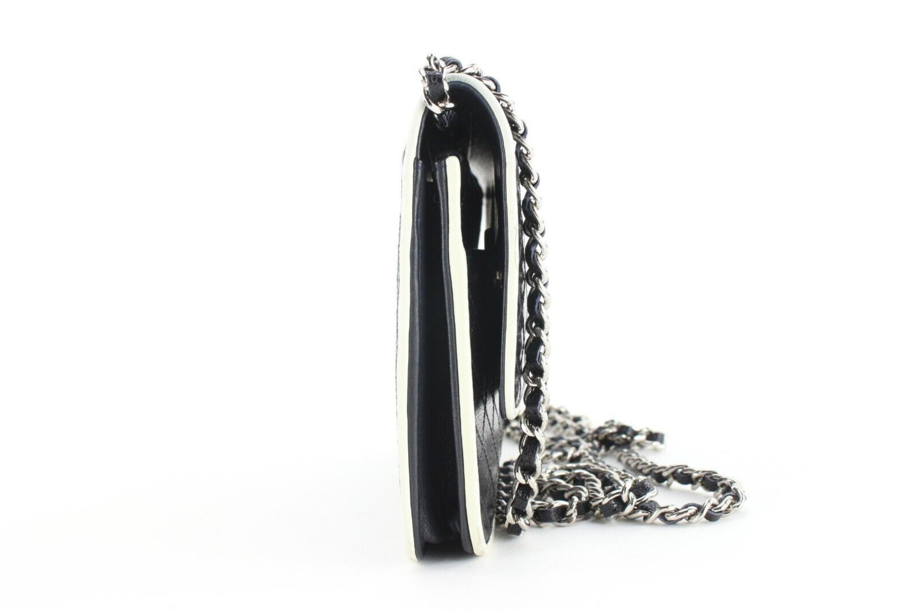 Chanel Navy x White Glazed Calfskin Wallet on Chain SHW WOC 3CJ1110 1