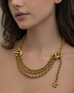 CHANEL collier/ceinture bijoux, plaqué or 24 k, fabriqué en France, signé 1990