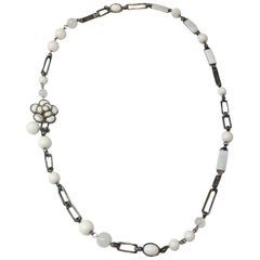 CHANEL Necklace-belt in White and Transparent Molten Glass