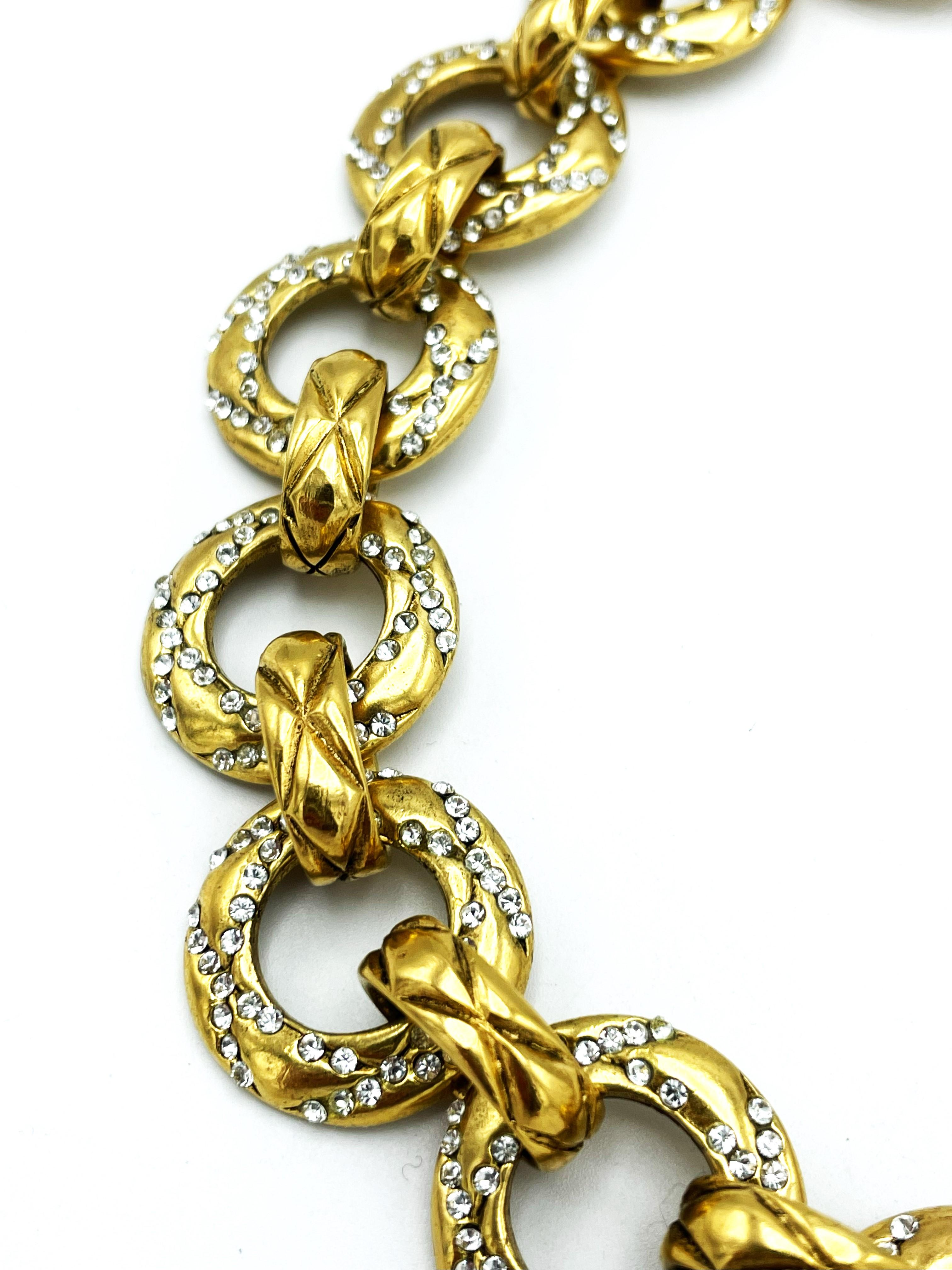 Modern CHANEL NECKLACE BY K. LAGERFELD & V. de CASTELLANE, Crystals, gold plated 1991  For Sale