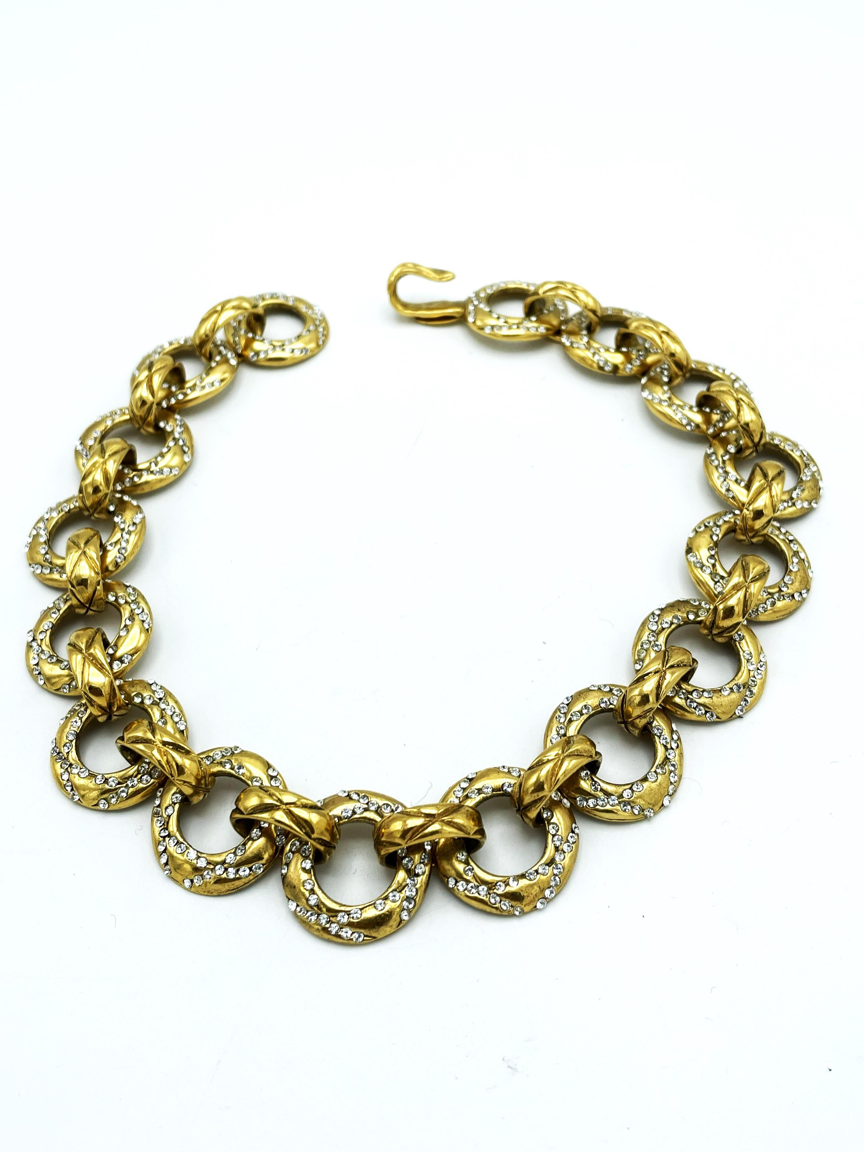 Women's CHANEL NECKLACE BY K. LAGERFELD & V. de CASTELLANE, Crystals, gold plated 1991  For Sale
