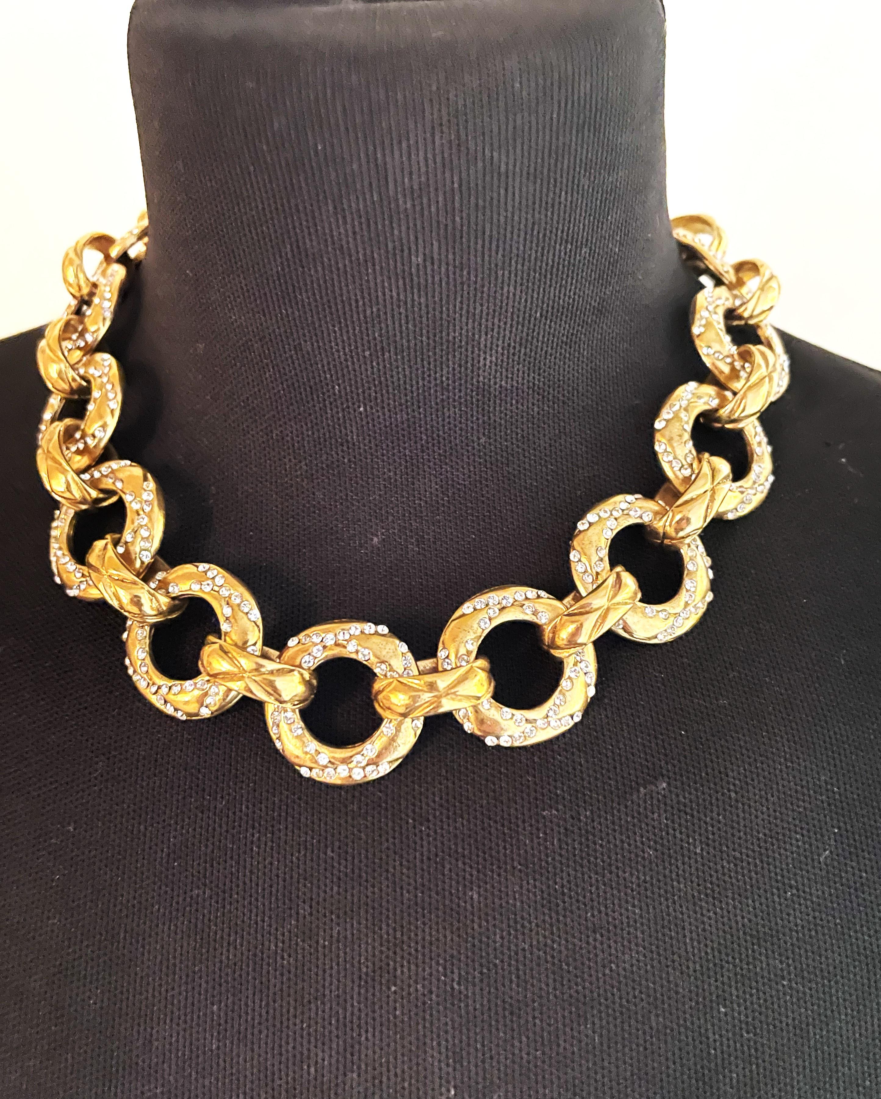 CHANEL NECKLACE BY K. LAGERFELD & V. de CASTELLANE, Crystals, gold plated 1991  For Sale 2