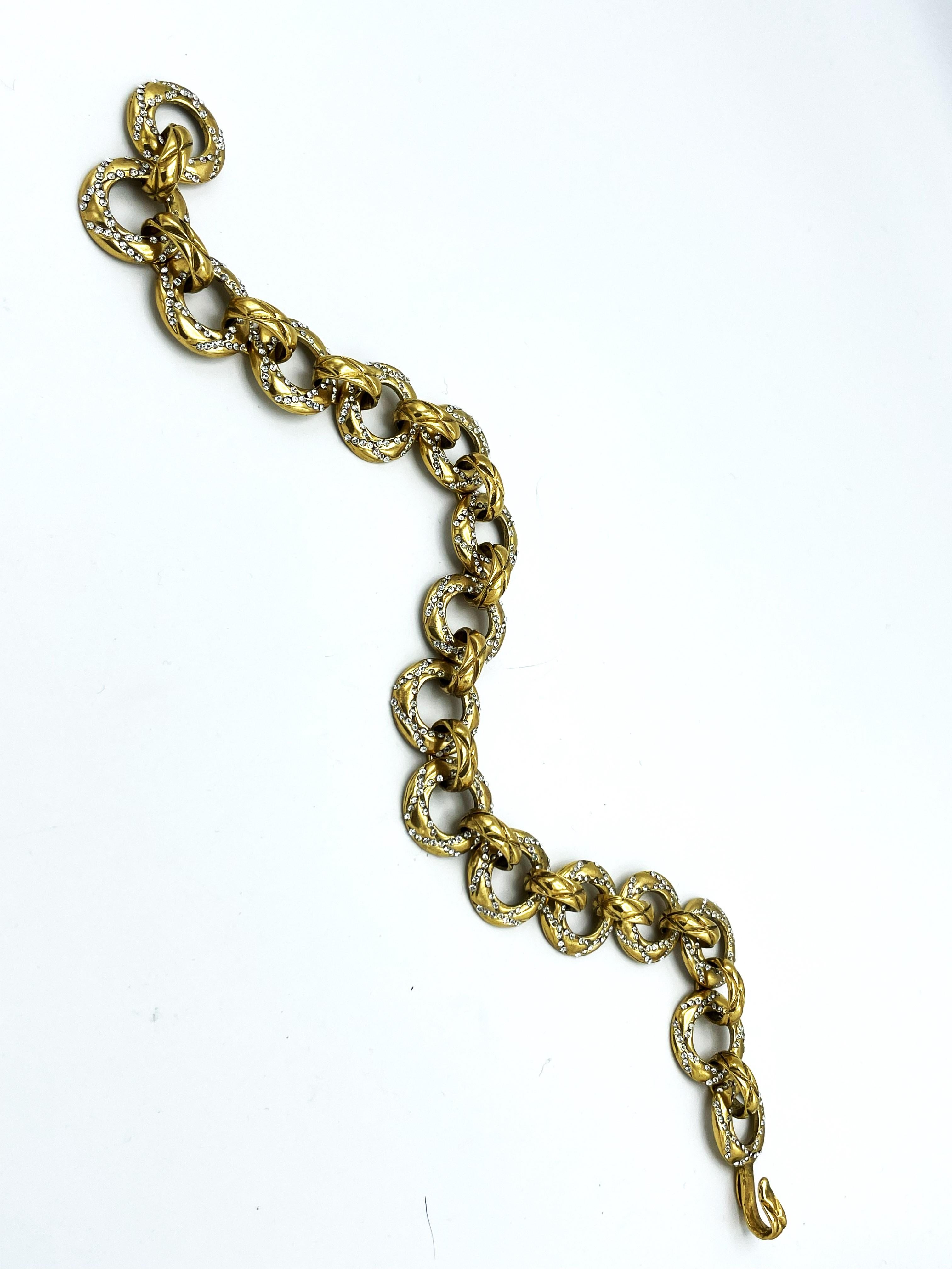 CHANEL NECKLACE BY K. LAGERFELD & V. de CASTELLANE, Crystals, gold plated 1991  For Sale 3
