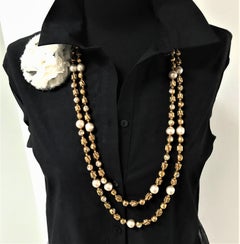 Chanel-Halskette von R. Goossens mit Perlen, 183 cm lang vergoldet, 1970/80er Jahre