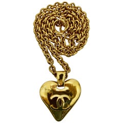 Vintage Chanel CC Heart Necklace 1993 