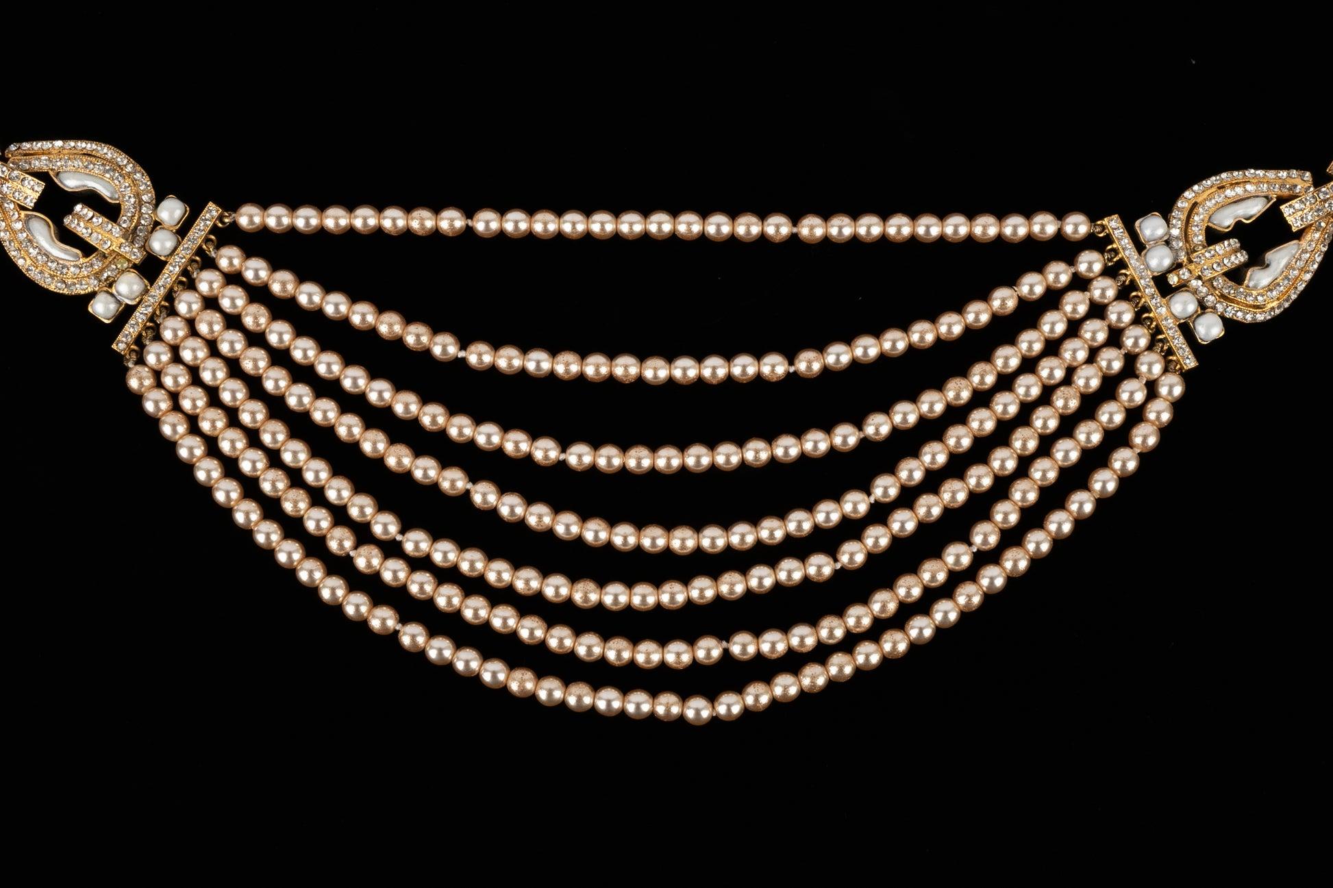 Chanel Necklace Haute Couture with Costume Pearls, 2cc3 For Sale 2